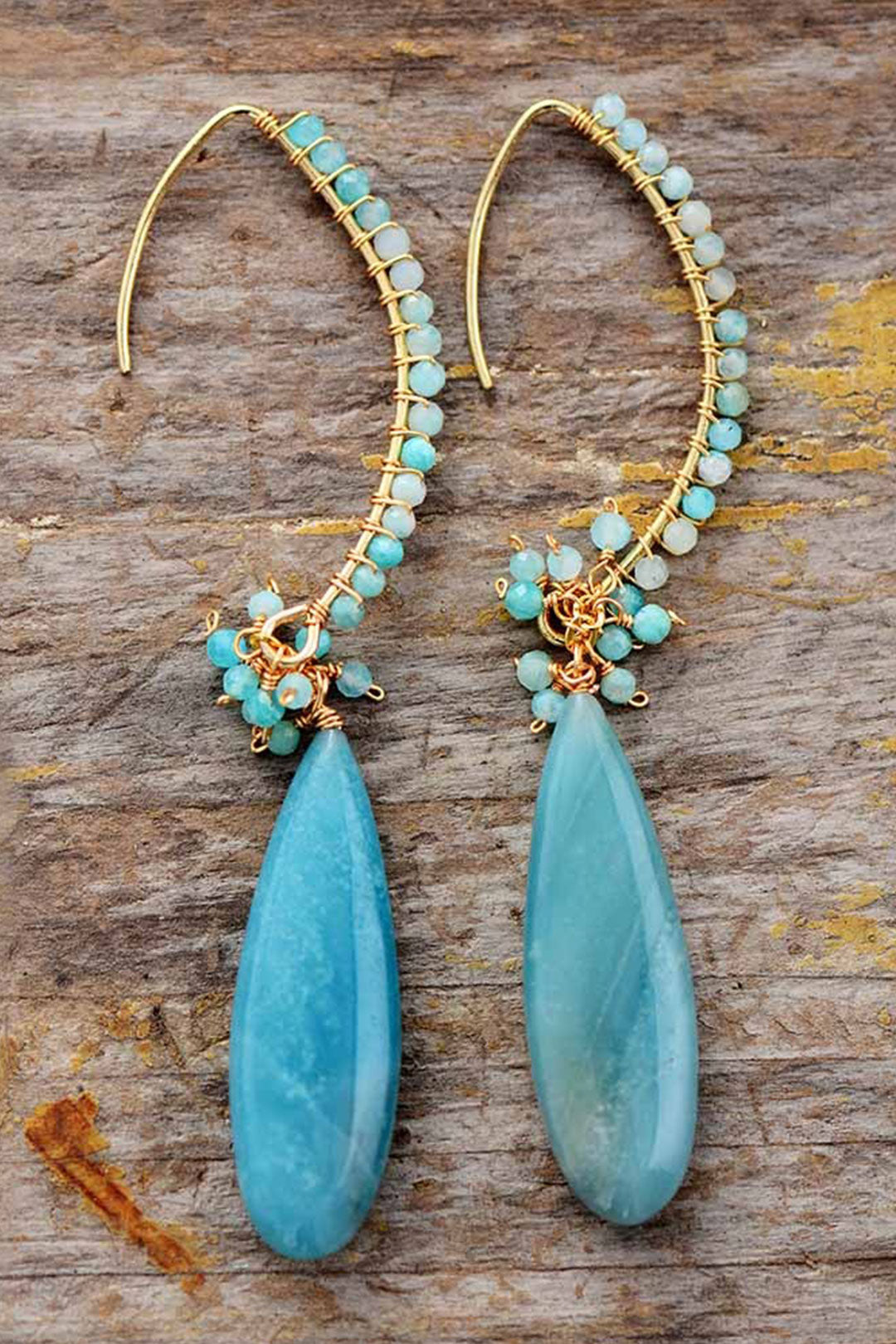 Boho Earrings, Dangle Earrings, Blue Amazonite, Live Different