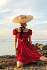 Boho Hat, Sun Beach Hat, Wide Brim Straw Hat 10 cm, Black, White, Orange Ribbon