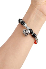 Boho Bracelet, Stretchy Bracelet, Black 7 Chakra