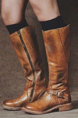 Zipper Low Heel High Heel Boots