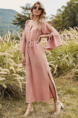 Boho Maxi Dress, Gown, Pink Kind Heart