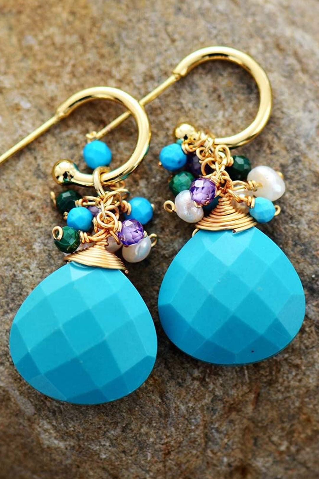 Boho Earrings, Dangle Earrings, Blue Amazonite, Celebrate