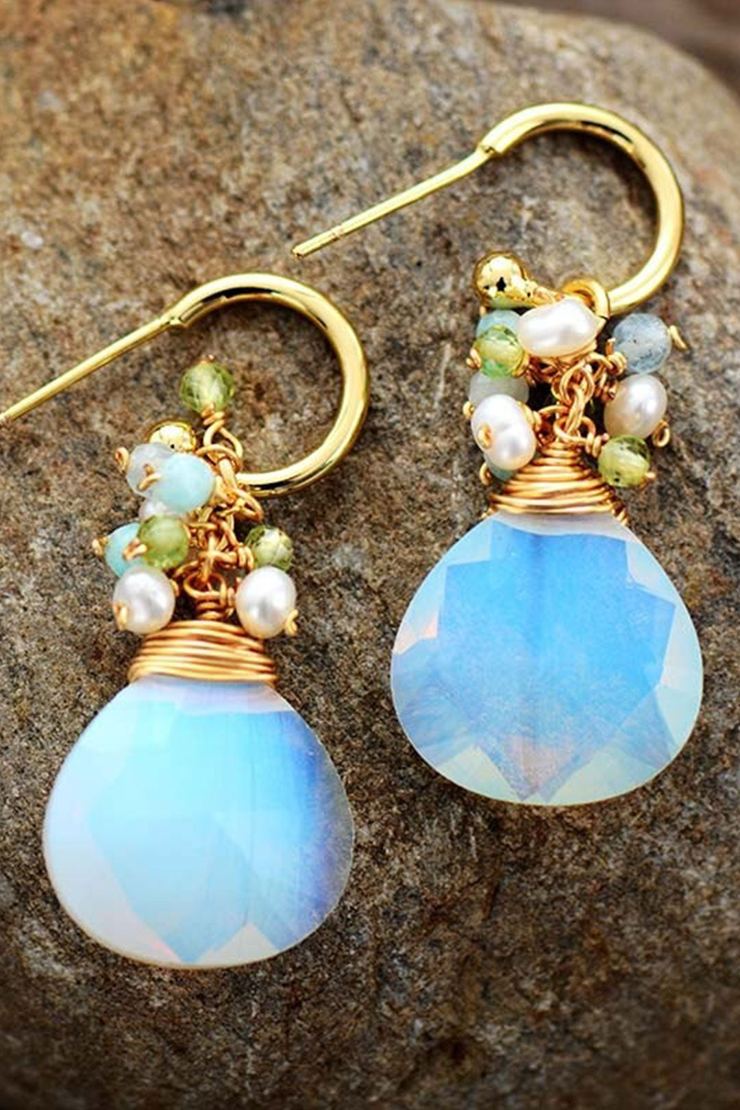 Boho Earrings, Dangle Earrings, Blue Amazonite, Celebrate