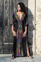 Maxi Boho  Dress, Beach Dress, Kaftan, Black Tribal Soul