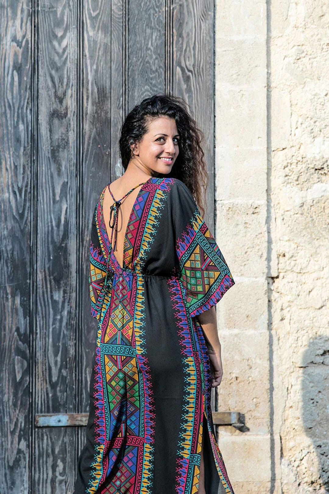Maxi Boho  Dress, Beach Dress, Kaftan, Black Tribal Soul