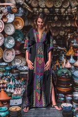Maxi Boho  Dress, Beach Dress, Kaftan, Black Tribal Soul