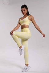 Yoga Set, Yoga Legging, Printed Workout Set Top and Legging,Naomi Tie Dye in Yellow