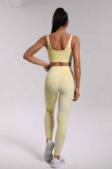 Yoga Set, Yoga Legging, Printed Workout Set Top and Legging,Naomi Tie Dye in Yellow