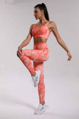 Yoga Set, Yoga Legging, Printed Workout Set Top and Legging,Naomi Tie Dye in Orange