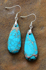 Boho Earrings, Dangle Earrings, Blue Imperial Jasper