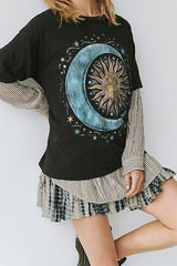 Boho t Shirts, Vintage t Shirt, Black Moon and Sun