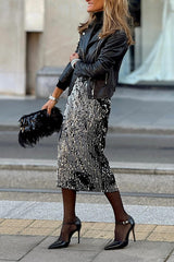 Gorgeous sequin hip-hugging skirt