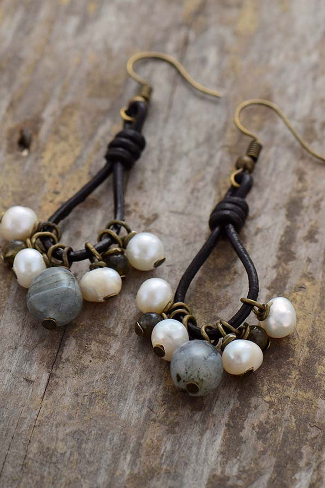 Boho Earrings, Dangle Earrings, Black Bohemian Peal
