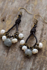 Boho Earrings, Dangle Earrings, Black Bohemian Peal
