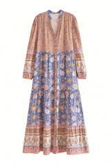 Maxi Dress, Boho Gown Dress, Scilla Elise in Pink and Blue