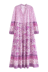 Maxi Dress, Boho Gown Dress, Scilla Elise in Pink and Blue