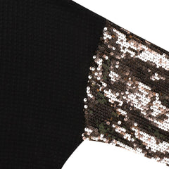 Round Neck Bodycon Sequin Long Sleeve Top