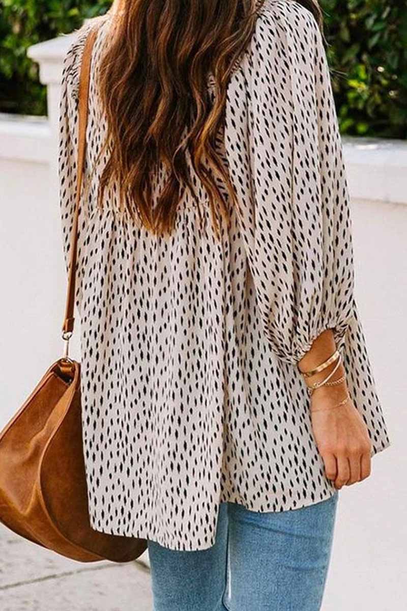 Loose And Simple V-Neck Floral Tops