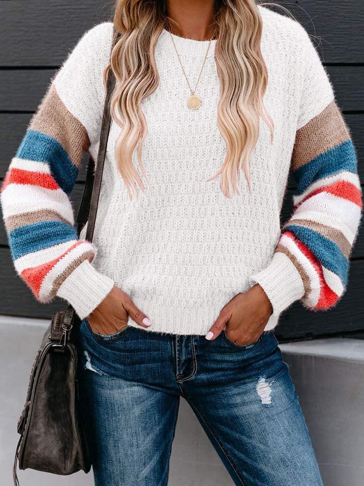 翻译0914 Striped Pullover Long Sleeve Sweater