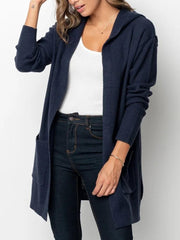 翻译0914 Pocket Side Slit Hooded Cardigan