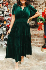 WOMEN¡®S VELVET TIERED MAXI DRESS