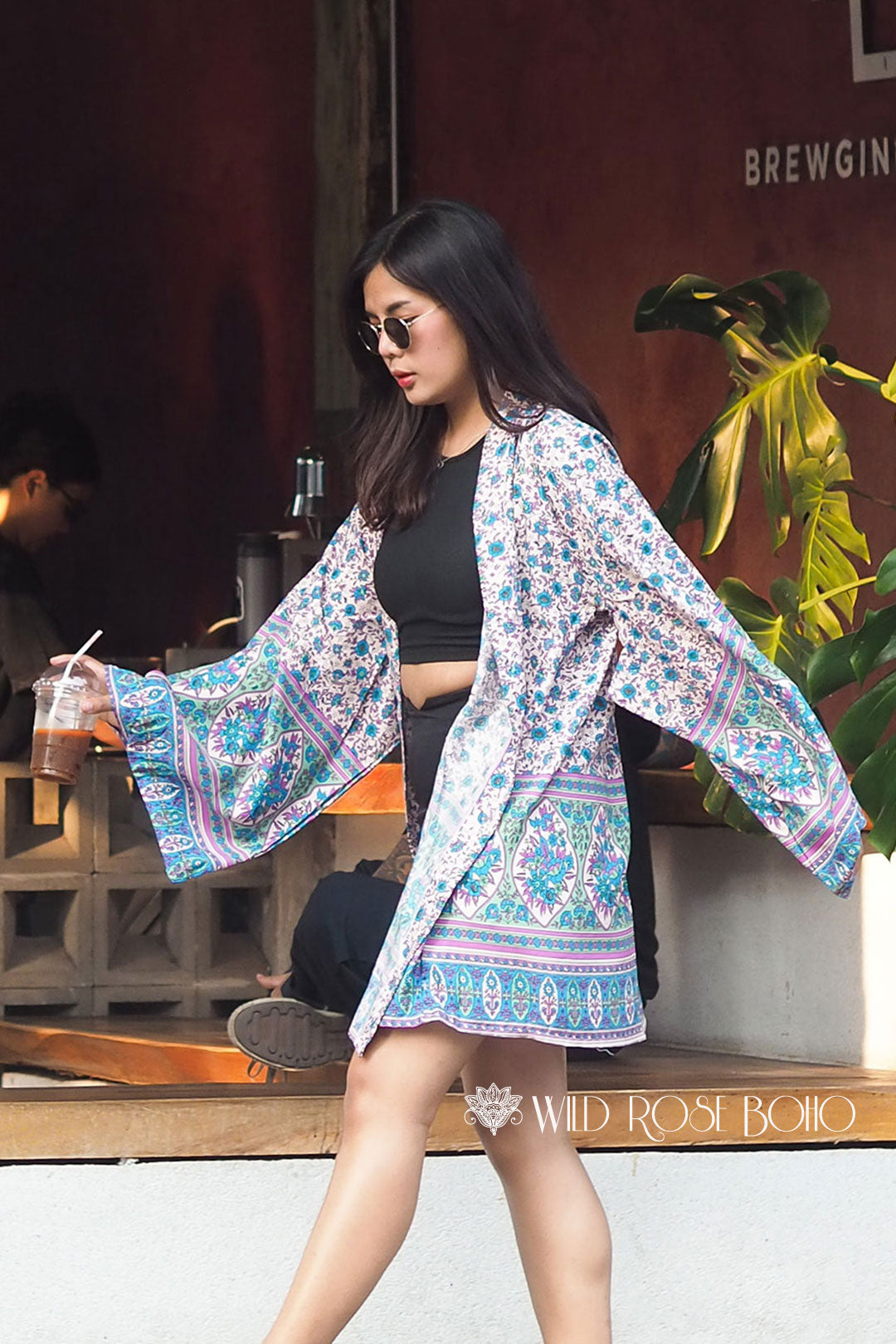 Boho Robe, Kimono Robe,  Beach Cover up, Lovely Purple Verbena