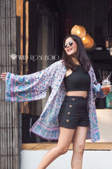 Boho Robe, Kimono Robe,  Beach Cover up, Lovely Purple Verbena