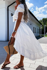 Maggie Cotton Embellished High Low Dress Suit