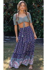 Boho Skirt, Hippie Skirts, Maxi Skirt, Wild Floral Rosa Violet