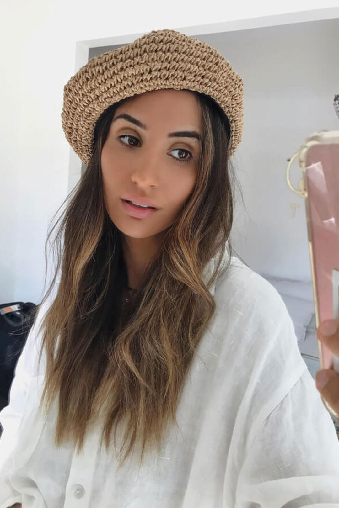 Boho Hat, Straw Beret Hat, Sunshine in Black, Beige and 6 colors