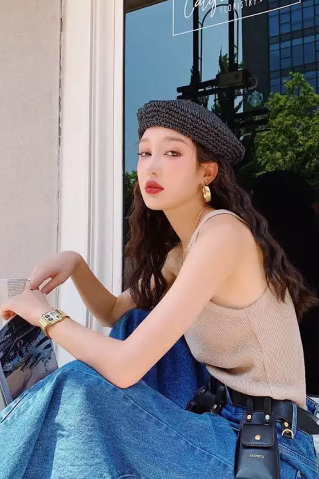 Boho Hat, Straw Beret Hat, Sunshine in Black, Beige and 6 colors