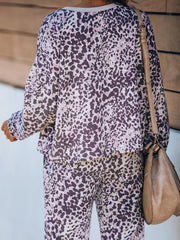 Leopard Pocket Lace-up Long Sleeve Two-piece