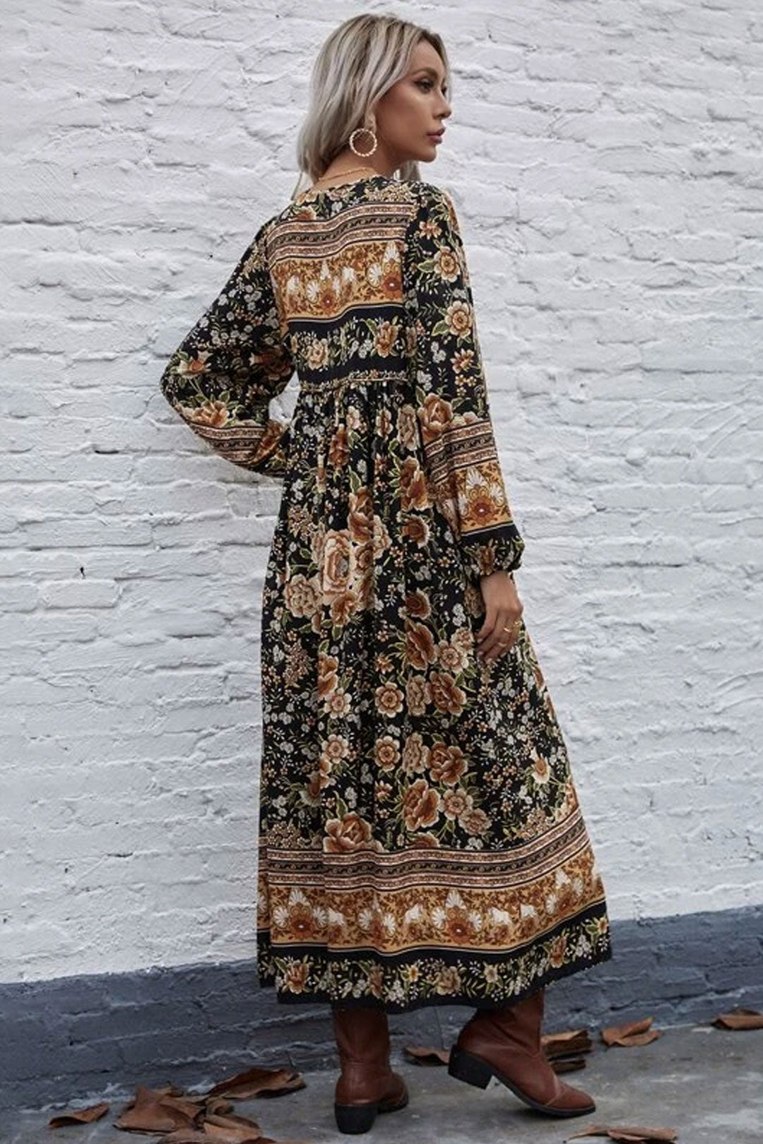 Gown Dress, Boho Maxi Dress, Loose Dress, Black Winter Rosy