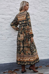 Gown Dress, Boho Maxi Dress, Loose Dress, Black Winter Rosy