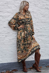 Gown Dress, Boho Maxi Dress, Loose Dress, Black Winter Rosy