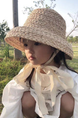 Boho Hat, Kid Hat, Sun Hat, Little Girl Hat, Amelia White Ribbon