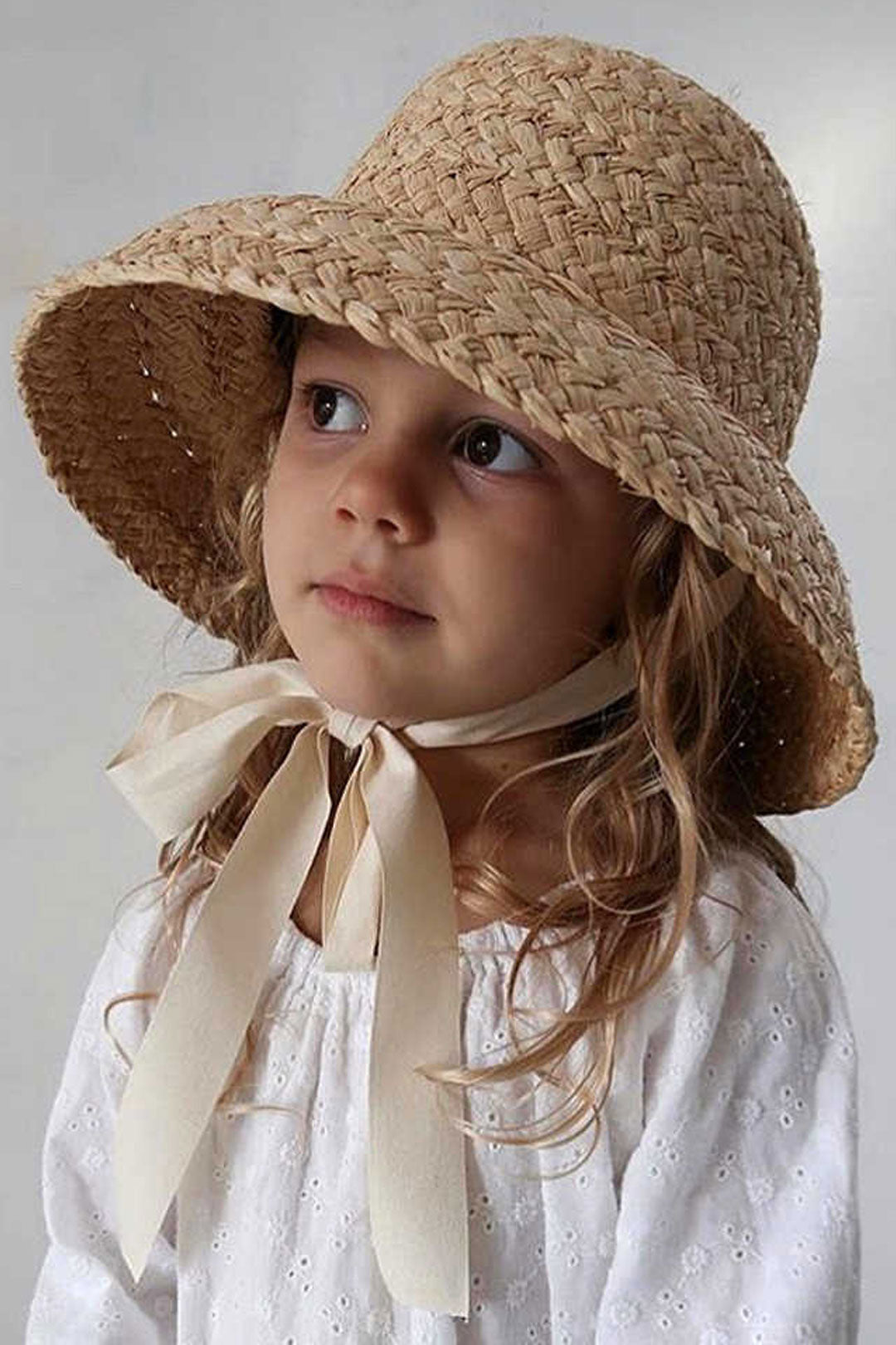 Boho Hat, Kid Hat, Sun Hat, Little Girl Hat, Amelia White Ribbon