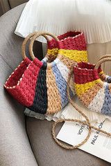 Boho Bag, Woven Rope Handbag, Alba Yellow Blue