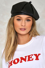 Boho Hat, Leather Beret Hat, Autumn in Beige , Red, Yellow and 9 colors