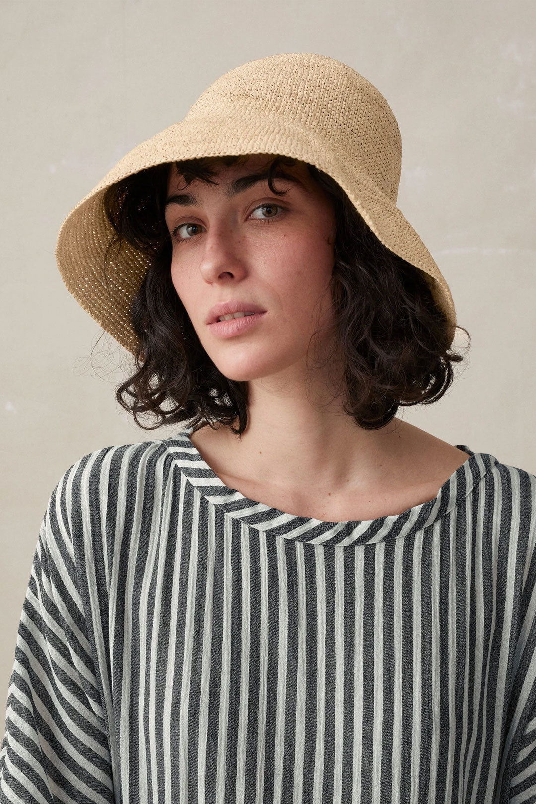 Boho Hat, Sun Hat, Crochet Raffia Bucket Hat, Renata with White Lace Ribbon