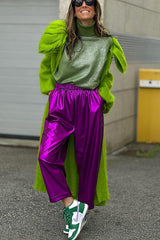 Dance Floor Waxed Leather Effect Pocketed Trousers