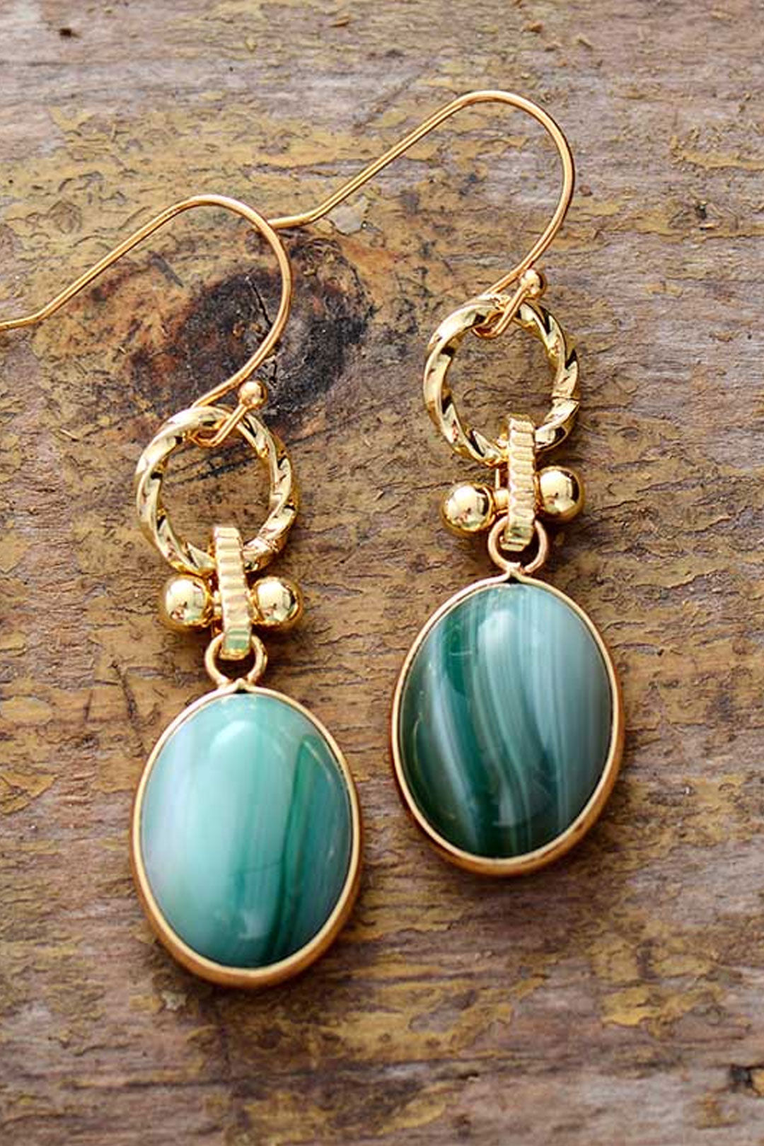 Boho Earrings, Dangle Earrings,  Green Onyx