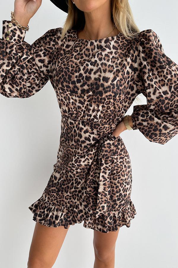 Daytime Romance Leopard Wrap Mini Dress