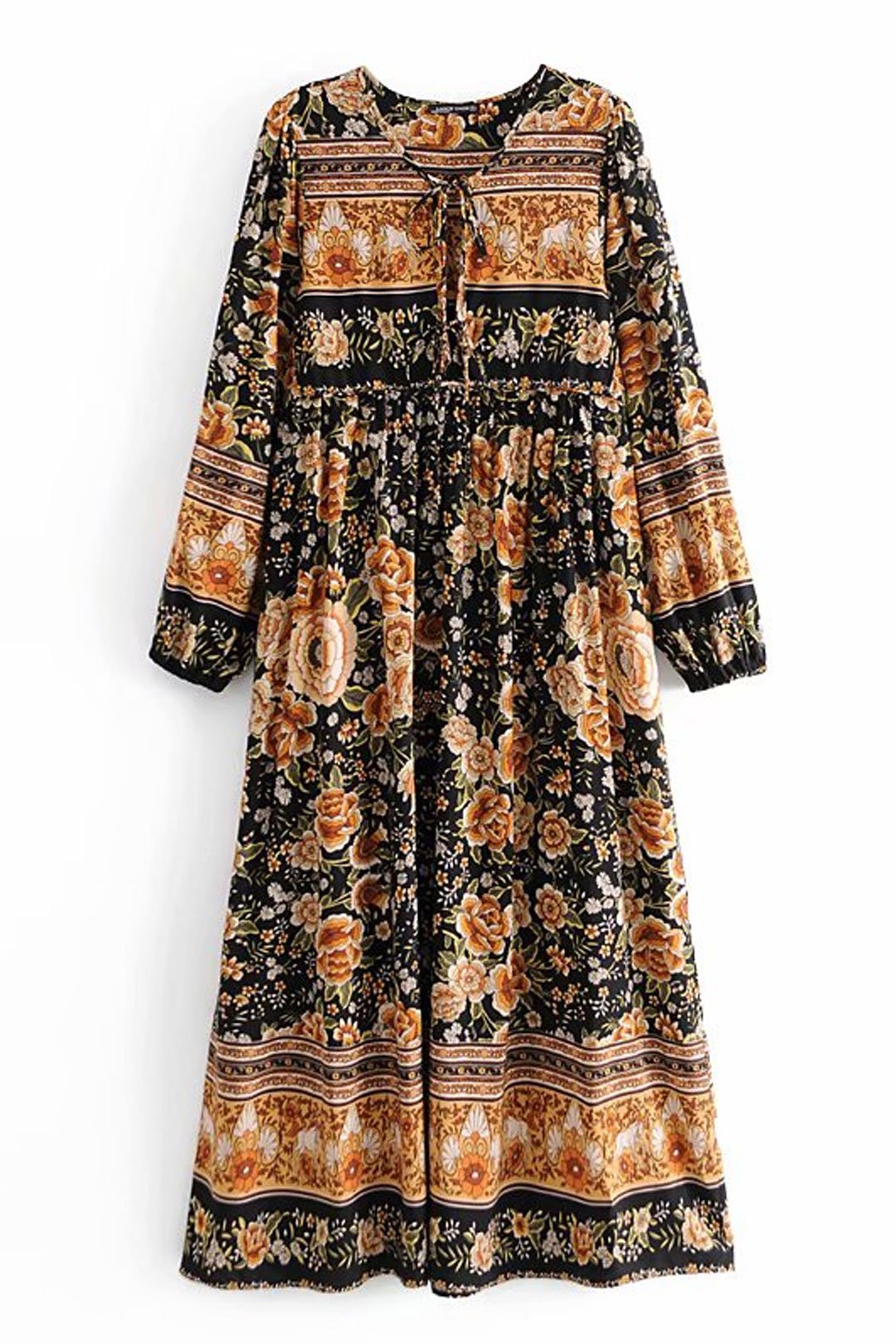 Gown Dress, Boho Maxi Dress, Loose Dress, Black Winter Rosy