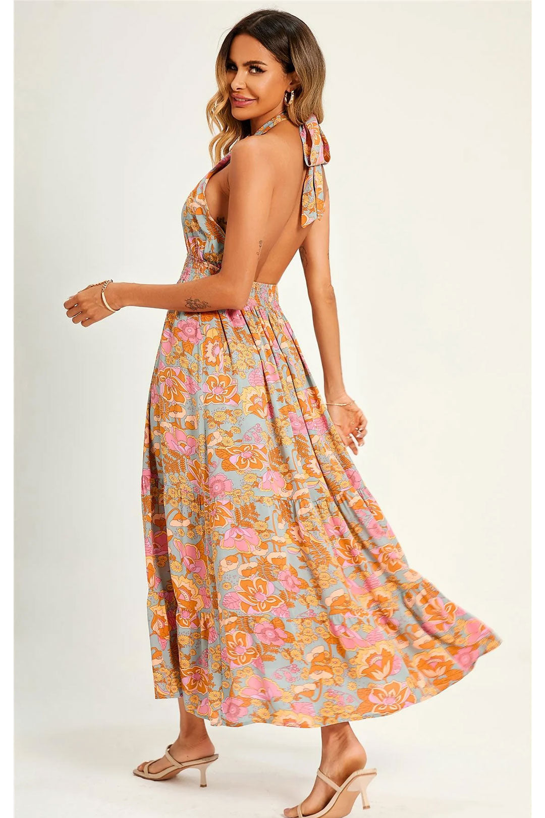 Maxi Dress, Boho Dress, Sundress, Halter Neck Catalina