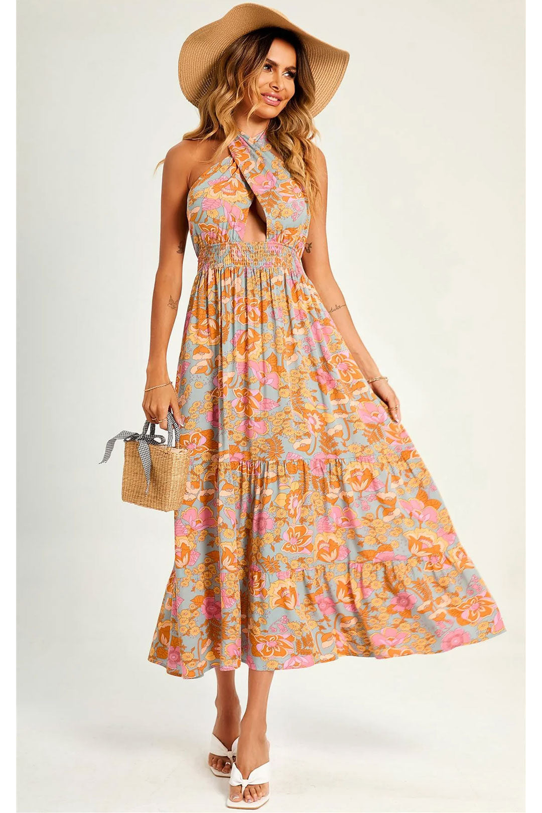 Maxi Dress, Boho Dress, Sundress, Halter Neck Catalina