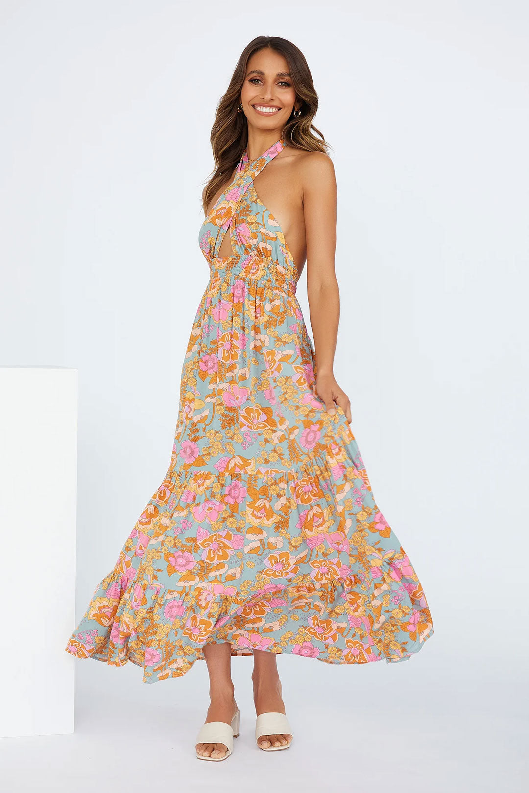 Maxi Dress, Boho Dress, Sundress, Halter Neck Catalina