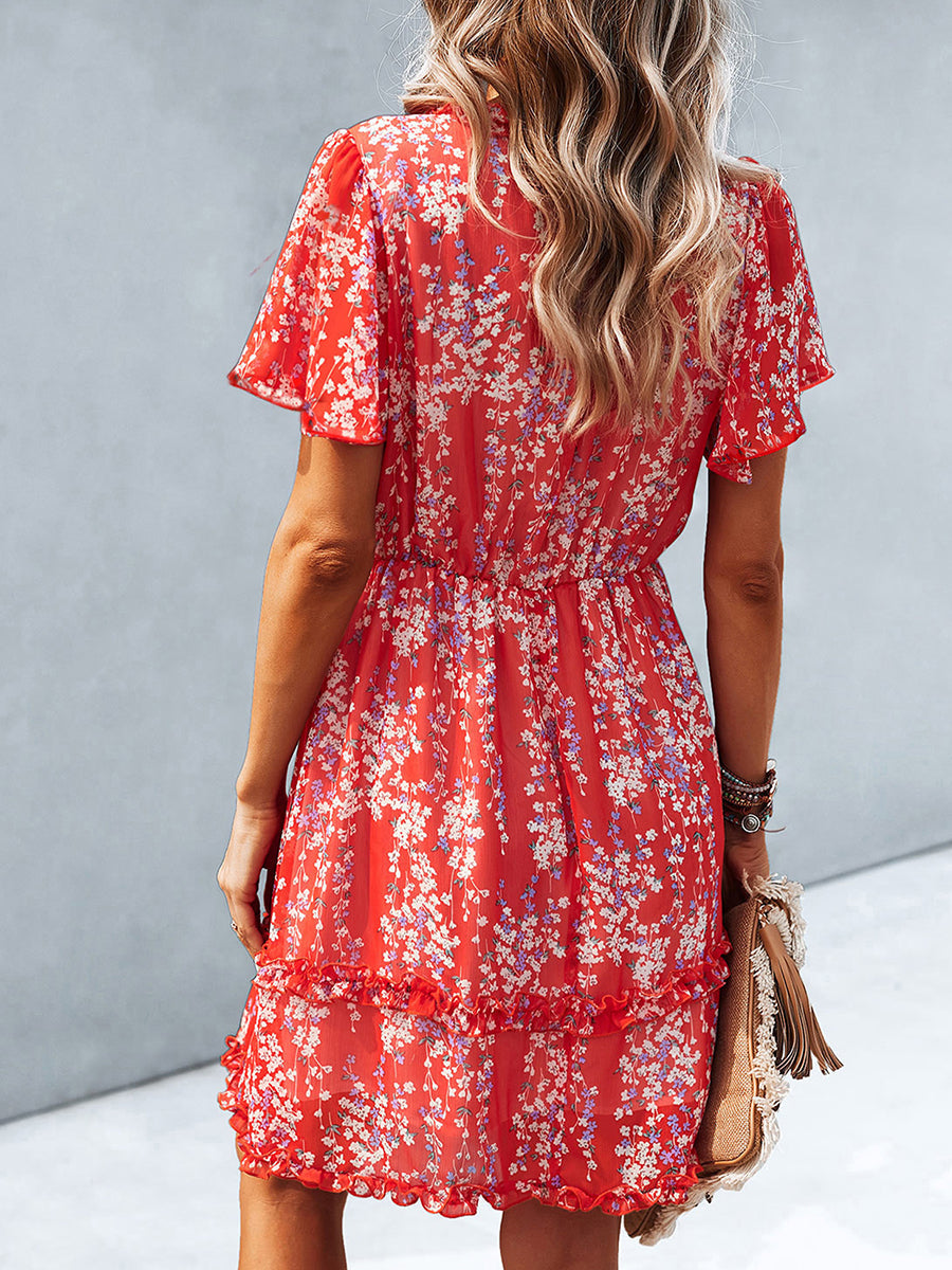 Women's Dresses Temperament Commuting Floral Sexy Mini Dress