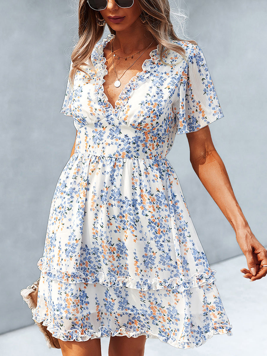 Women's Dresses Temperament Commuting Floral Sexy Mini Dress