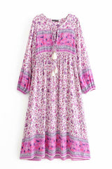 Gown Dress, Boho Maxi Dress, Loose Dress, Vintage in Pink